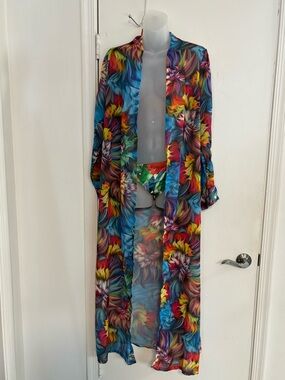 Vibrant Floral Sheer Duster - Multi